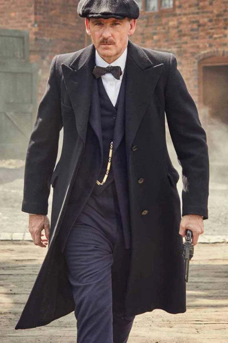 John Shelby Suit - John Shelby Suit Outfit - Mens Peaky Blinders Costume Arthur Shelby Vested Suit with Overcoat & Hat