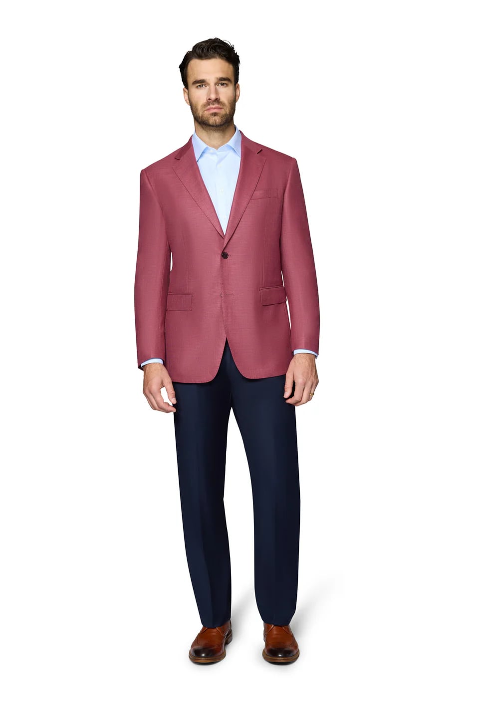 Mens Blazer - Raspberry Color Modern Fit Sport Coat 2 Buttons Notch lapel Side Vented