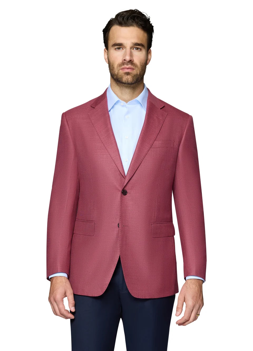 Mens Blazer - Raspberry Color Modern Fit Sport Coat 2 Buttons Notch lapel Side Vented