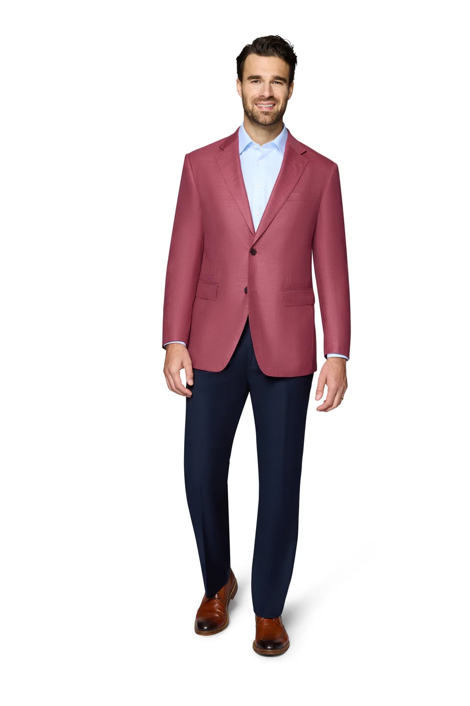 Mens Blazer - Raspberry Color Modern Fit Sport Coat 2 Buttons Notch lapel Side Vented