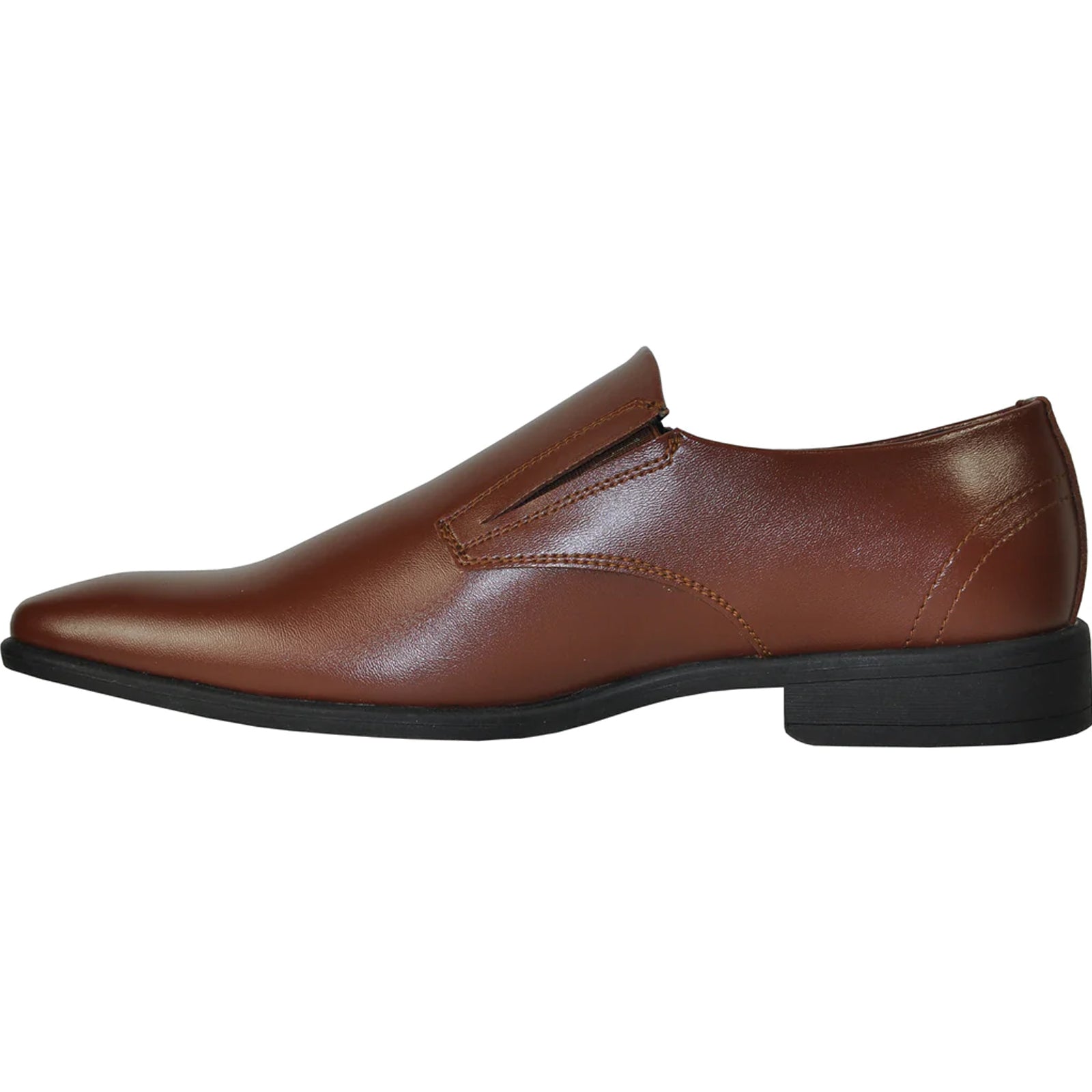 "Brown Men's Dress Loafer - Plain Pointy Square Toe Style"