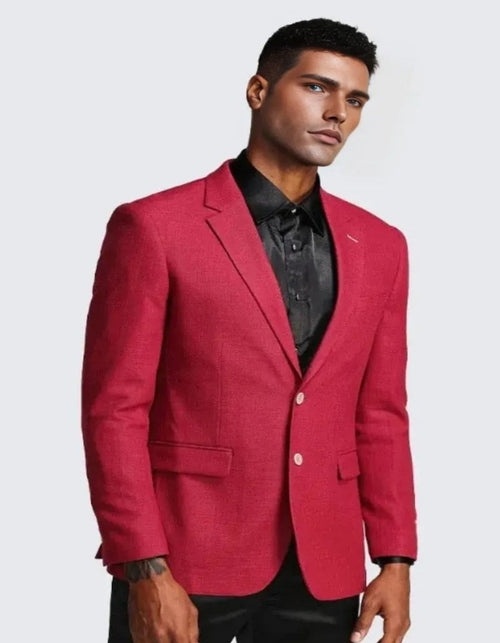 Red Casual Blazer Slim Fit Two Button Notch Lapel - Wedding - Prom 2026