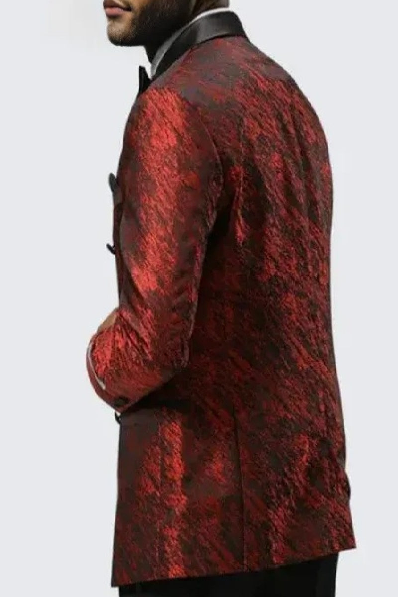 Red Jacquard Double Breasted Blazer Slim Fit By Stacy Adams - Wedding - Prom 2025 - 34 Short or Extra Small