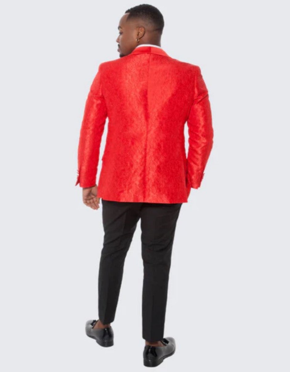 Red Paisley Tuxedo Jacket Slim Fit - Wedding - Prom