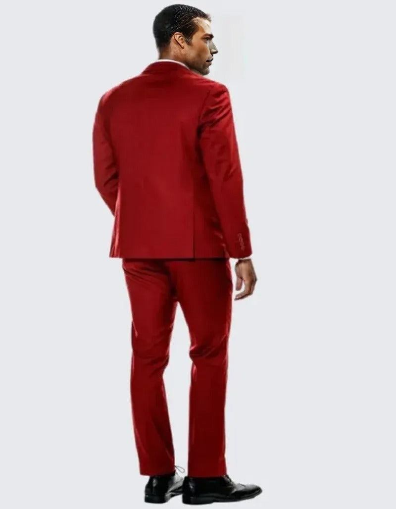Red Skinny Fit Suit Three Piece Set - Separates - Wedding - Prom 2025 - Coat Size 38