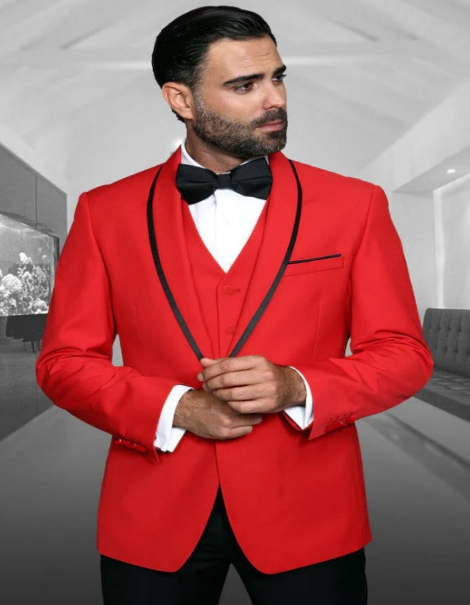 Mens Red Tailored Fit Tuxedo - Coat Size 38