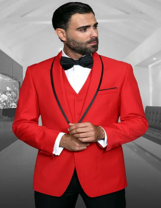 Mens Red Tailored Fit Tuxedo