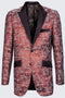 Red Textured Tuxedo Jacket Slim Fit with Satin Peak Lapel- Wedding - Prom 2025