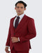 Red Slim Fit Three Piece Single Breasted Suit with Large Peak Lapel by Stacy Adams - Red Prom 2025 Suits