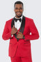 Red Tuxedo Slim Fit with Large Shawl Lapel by Stacy Adams - Wedding - Prom 2025