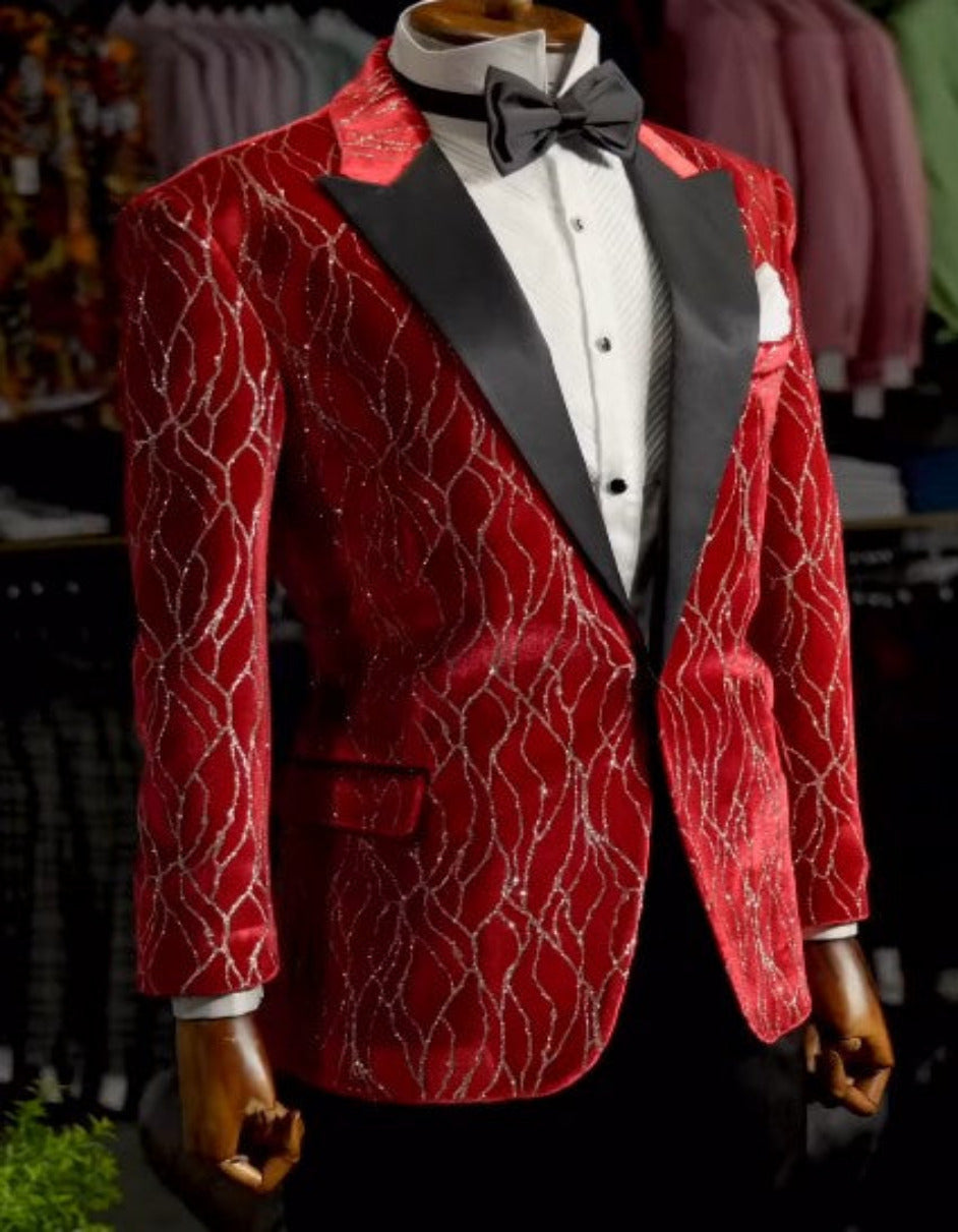Mardi Gras Tuxeod Dinner Jacket in Green - White - Black - Purple - Red and Gold - 34 Short or Extra Small
