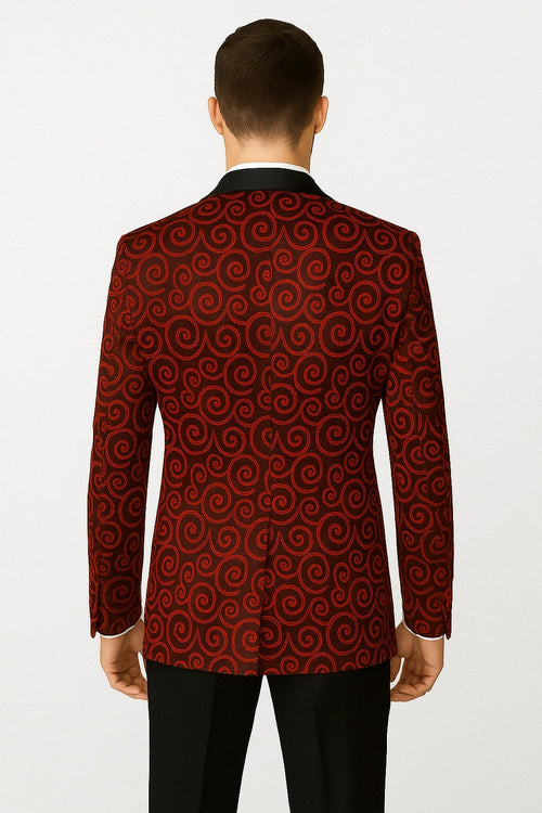 Red and Tuxedo Black Suit â€“ Mens Formal Blazer with Satin Shawl Lapel