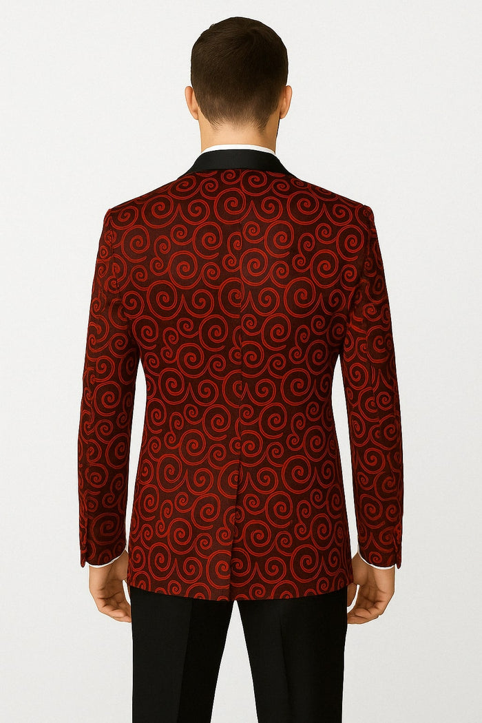Red and Tuxedo Black Suit â€“ Mens Formal Blazer with Satin Shawl Lapel