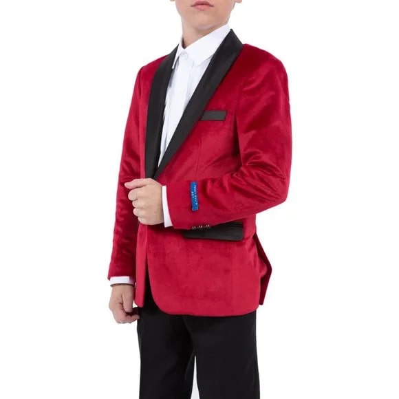 Perry Ellis Boys Velvet Jacket, Red