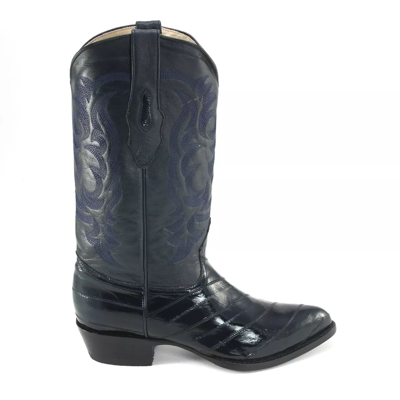 J Toe Cowboy Boots - J Toe Western Boots - Los Altos Navy Eel Skin J-Toe - 8