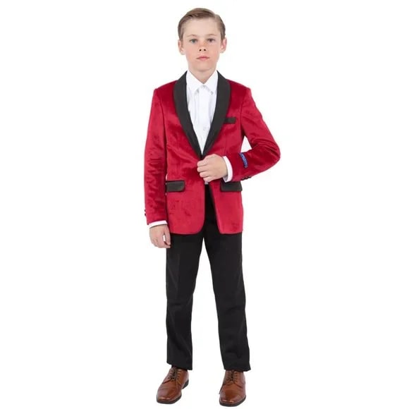 Perry Ellis Boys Velvet Jacket, Red