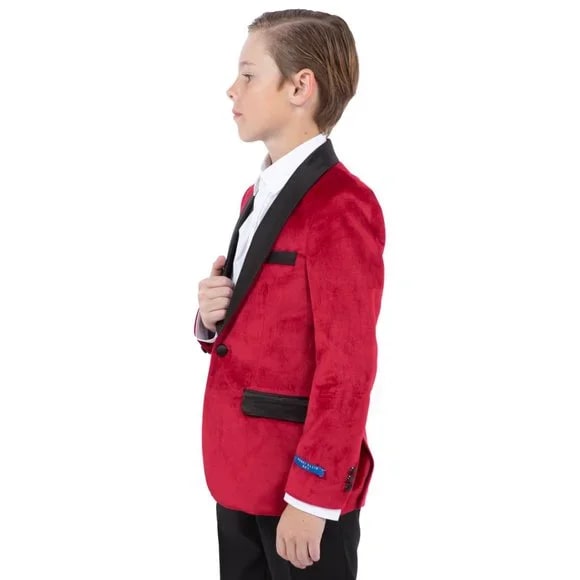 Perry Ellis Boys Velvet Jacket, Red