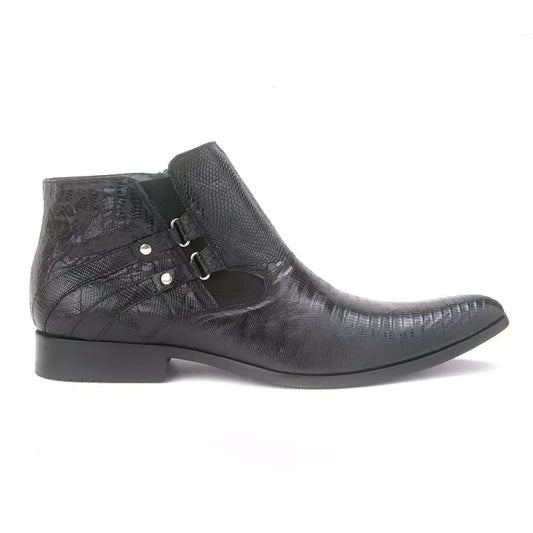 Los Altos Black Genuine Lizard Ankle Boot-New Designer Collection