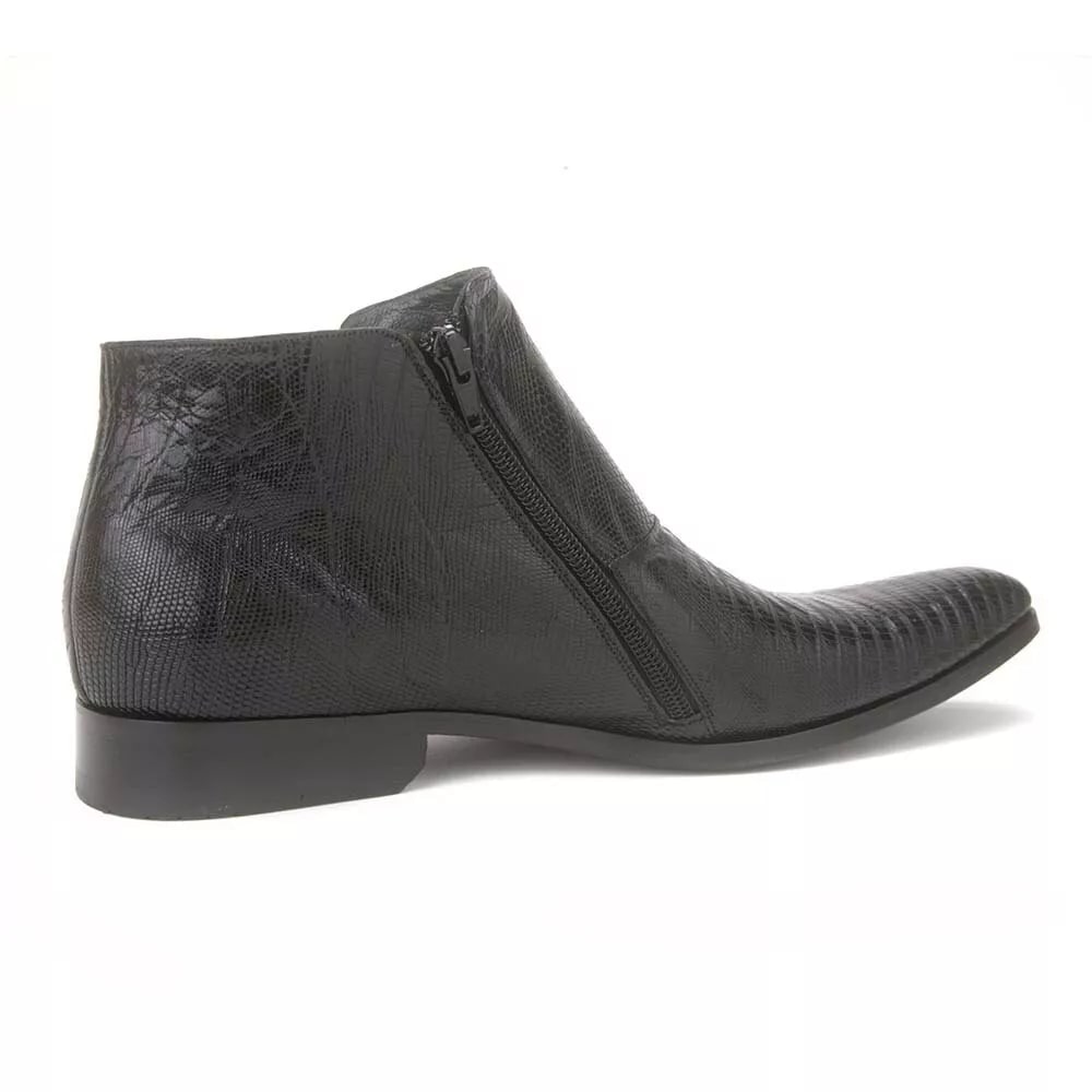 Los Altos Black Genuine Lizard Ankle Boot - 8