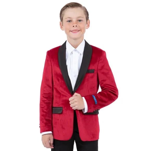 Perry Ellis Boys Velvet Jacket, Red