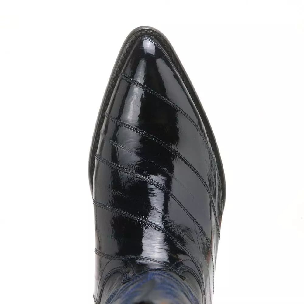 J Toe Cowboy Boots - J Toe Western Boots - Los Altos Navy Eel Skin J-Toe - 8