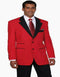 Cheap Priced Suit- Mens 2 Button Classic Fit Contrast Collar Red Tuxedo