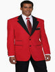 Cheap Suit - Mens 2 Button Classic Fit Contrast Collar Red Tuxedo