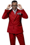 Cheap Priced Suit - Mens Modern Double Breasted Peak Lapel Red Suit