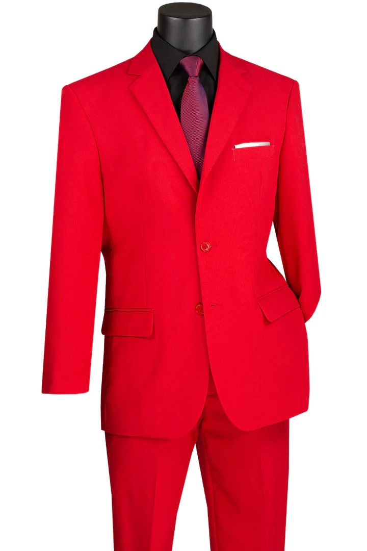 Cheap Suit - Mens 2 Button Classic Poplin Red Suit