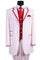 Cheap Priced Suit  - Mens 3 Button Vested Barbershop Quartet Suin In White With Red Turquoise Pinstripes
