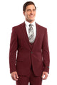 Cheap priced Suit  - Men's One Button Peak Lapel Skinny Wedding & Prom 2025 Red Suit With Lowcut Vest