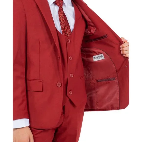 Exclusive Stacy Adams 5pc Boys Suit Slim-Fit, Red Brick