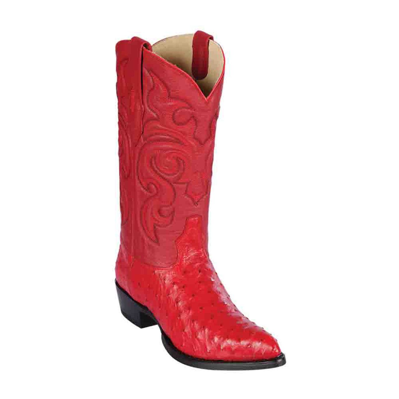 Los Altos Men's Red Full Quill Ostrich Boots - 8