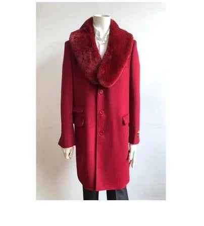 Red Overcoat - Black and Red Plaid Topcoat - Mens Wool Coat