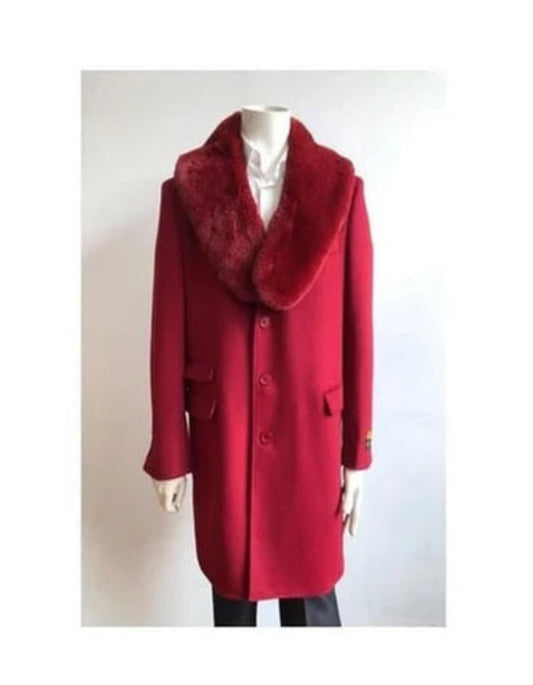 Red Overcoat - Black and Red Plaid Topcoat - Mens Wool Coat