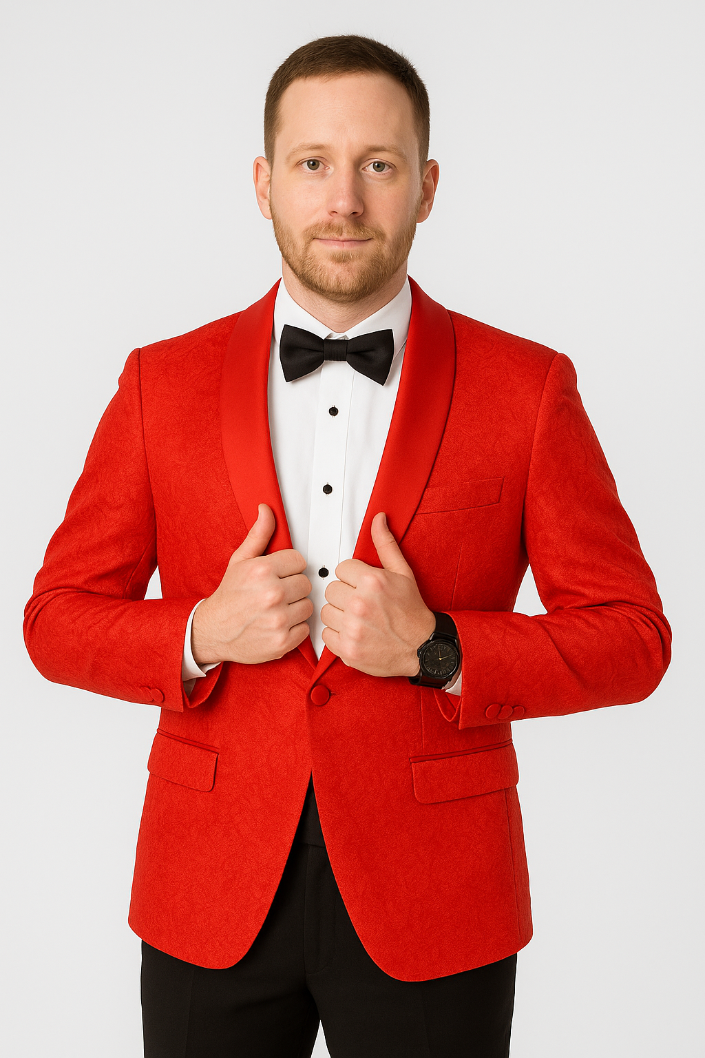Red Paisley Tuxedo Jacket Slim Fit - Wedding - Prom 2025 - Coat Size 38