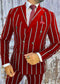 Burgundy Pinstripe Suit - Mens 1920s Gangster Pinstripe Suit - Lapel Chalk Pinstripe Red