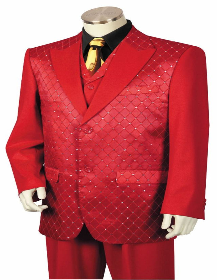 Canto Men's Designer Fashion Pleated Suit - 3 Piece, Fancy Pattern