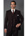 Men's Black Two Button Striped Pattern Suit