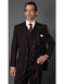 Men's Black Two Button Striped Pattern Suit