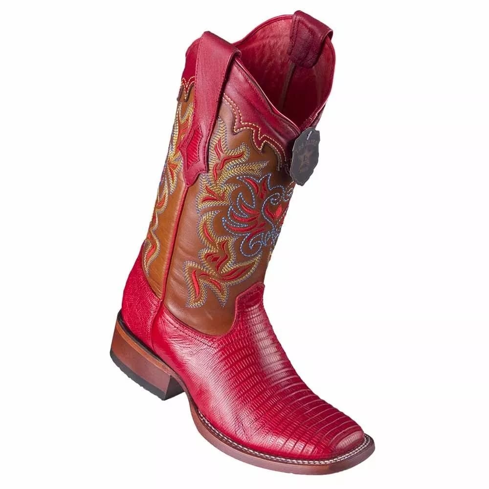 Los Altos Red Teju Lizard Square Toe Women's Western Boot - 8