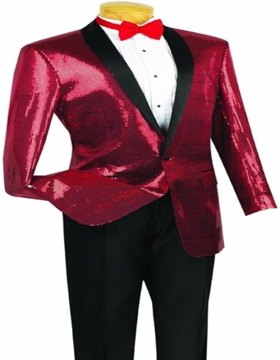 Mens Royal Blue Prom 2025 Tuxedo - Mens Gold Sequin Tuxedo Blazer - 52 Long