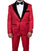 Exclusive Stacy Adams Velvet Paisley 2-PC Tuxedo Suit, Red and Black