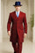 Mens Red Pinstripe Suit – Classic Long Coat Style with White Stripes