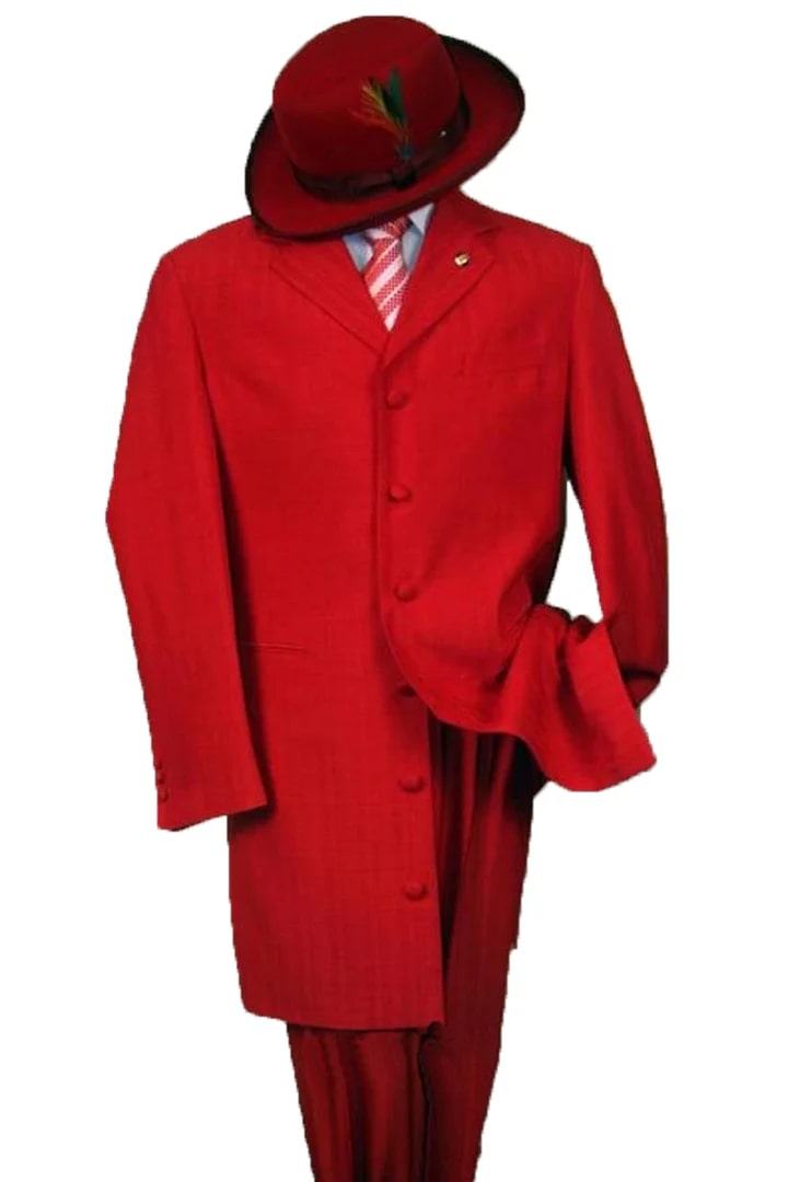 Cheap Priced Suit- Mens 2pc Classic Long Fashion Zoot Red Suit - 38 Short Jacket+32 Waist Adjustable 28to34)(Height: 5 4 to5 7 )(Neck  15-16.5)S-M)