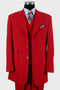 Cheap Priced Suit  - Mens 3 Button Vested Wide Peak Lapel Fashion Red Suit