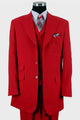 Cheap Priced Suit  - Mens 3 Button Vested Wide Peak Lapel Fashion Red Suit