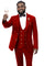 Cheap priced Suit  - Mens Modern Two Button Vested Peak Lapel Red Suit With Double Breasted Vest  & Gold Buttons