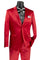 Cheap Priced Suit  - Men's Slim Fit Shiny Satin Prom 2025 & Wedding Sharkskin Red Suit