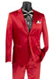 Cheap Priced Suit  - Men's Slim Fit Shiny Satin Prom 2025 & Wedding Sharkskin Red Suit